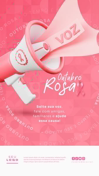 OUTUBRO ROSA CAMPANHA INTERNACIONAL DE CONSCIENTIZAÇÃO PARA O CONTROLE DO CÂNCER DE MAMA SOCIAL MEDIA PSD EDITÁVEL STORY 10