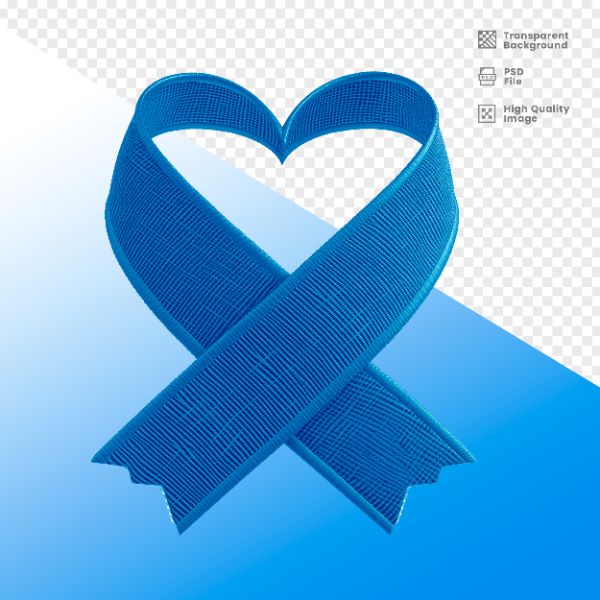 ELEMENTO 3D PARA COMPOSIÇÃO FITA AZUL LUTA CONTRA O CÂNCER