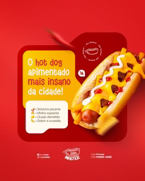 HOT DOG CARDÁPIO LANCHE CACHORRO QUENTE PROMOÇÃO HAMBURGUERIA LANCHONETE PSD EDITÁVEL
