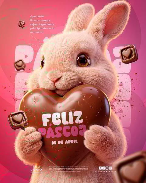 FELIZ PÁSCOA COELHO DA PÁSCOA 05 DE ABRIL SOCIAL MEDIA PSD EDITÁVEL 3