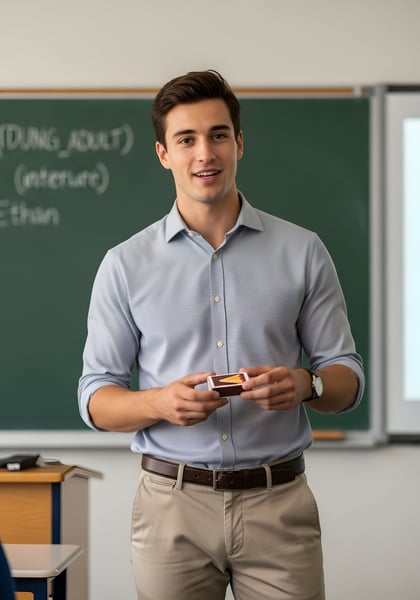 08 Um jovem fazendo uma apresentação na sala de aula 07