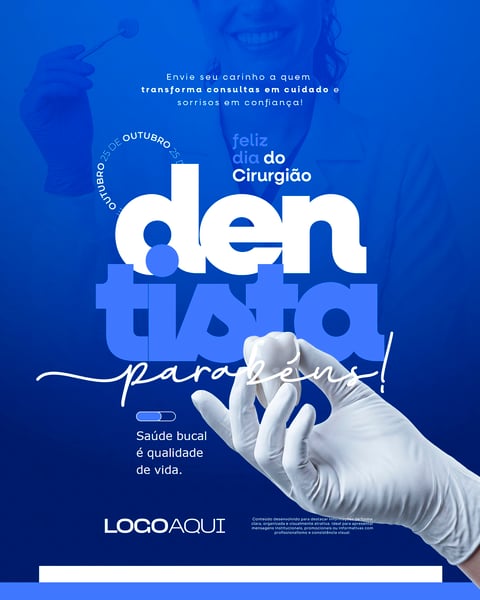 DIA DO CIRURGIÃO DENTISTA AZUL SAÚDE BUCAL SOCIAL MEDIA FLYER PSD EDITÁVEL