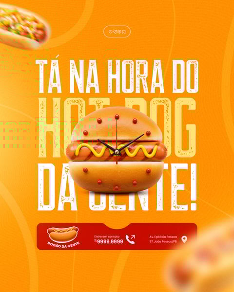 CACHORRO QUENTE HOT DOG LANCHE SOCIAL MEDIA FEED POST EDITÁVEL