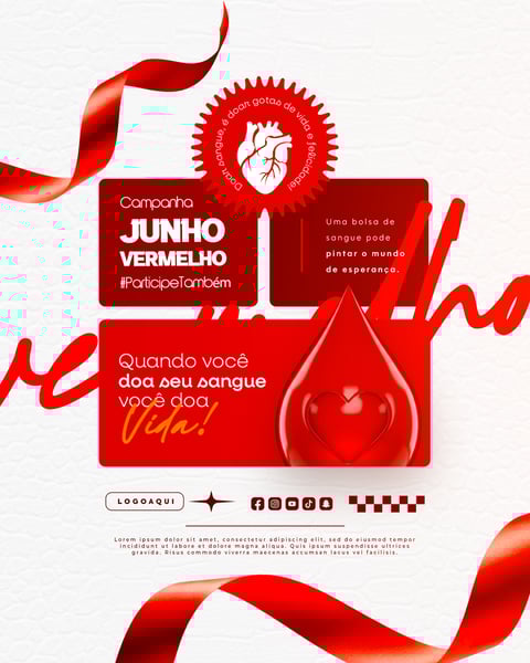 JUNHO VERMELHO CAMPANHA DE DOAÇÃO DE SANGUE CAMPANHA DE SAÚDE SOCIAL MEDIA FEED