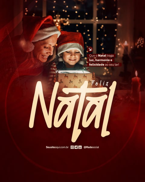 FELIZ NATAL 25 DE DEZEMBRO BOAS FESTAS SOCIAL MEDIA PSD EDITÁVEL