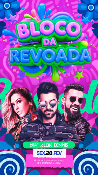 FLYER PARA EVENTOS BLOCO DA REVOADA STORYS