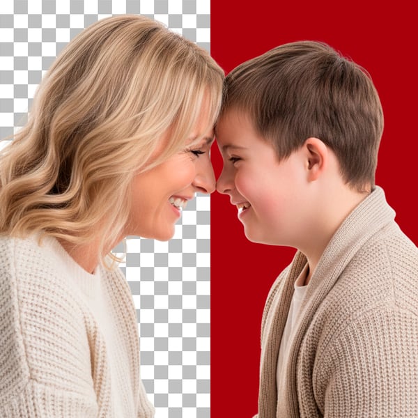IMAGEM PARA COMPOSIÇÃO E FILHO COM SÍNDROME DE DAWN EM PNG