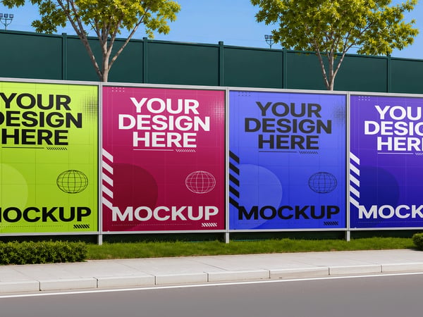 Outdoor mockup em parque sequência de painéis