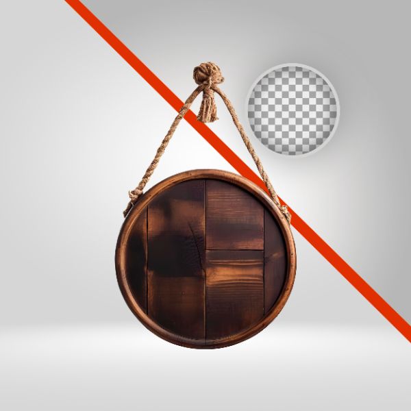 CÍRCULO DE MADEIRA, ELIPSE SUSPENSA POR CORDA, ELEMENTO 3D PNG, FUNDO TRANSPARENTE, PLACA PRA TEXTO, COMPOSIÇÃO EVENTO