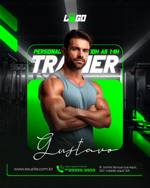 ACADEMIA PERSONAL TRAINER E HORÁRIO SOCIAL MEDIA PSD