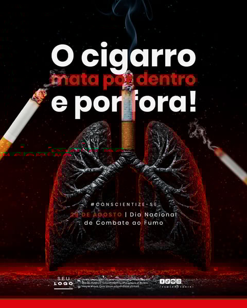DIA NACIONAL DE COMBATE AO FUMO 29 DE AGOSTO SOCIAL MEDIA PSD EDITÁVEL 5