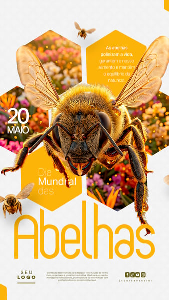 DIA MUNDIAL DAS ABELHAS 20 DE MAIO STORY SOCIAL MEDIA PSD EDITÁVEL 5