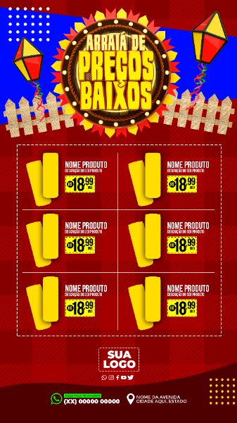 ENCARTE PARA SUPERMERCADOS ARRAIÁ DE PREÇOS BAIXOS