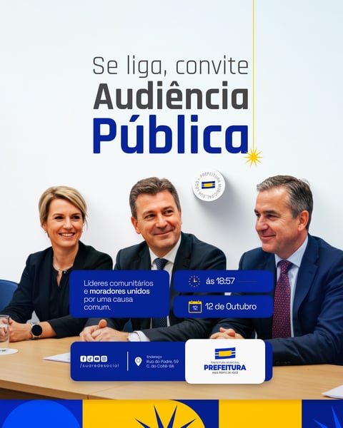 SE LIGA AUDIÊNCIA PÚBLICA CONVITE PREFEITURA MUNICIPAL SOCIAL MEDIA PSD EDITÁVEL