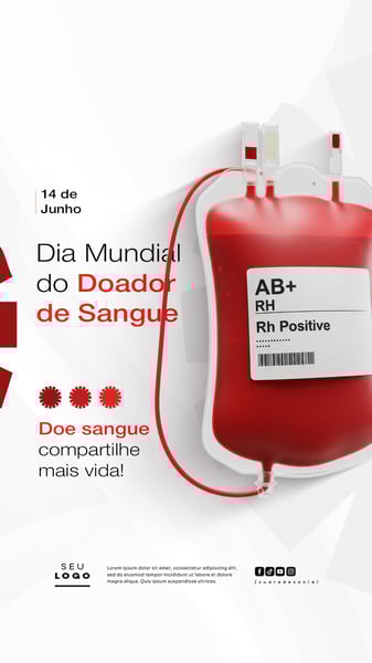DIA MUNDIAL DO DOADOR DE SANGUE 14 DE JUNHO SOCIAL MEDIA POST STORY