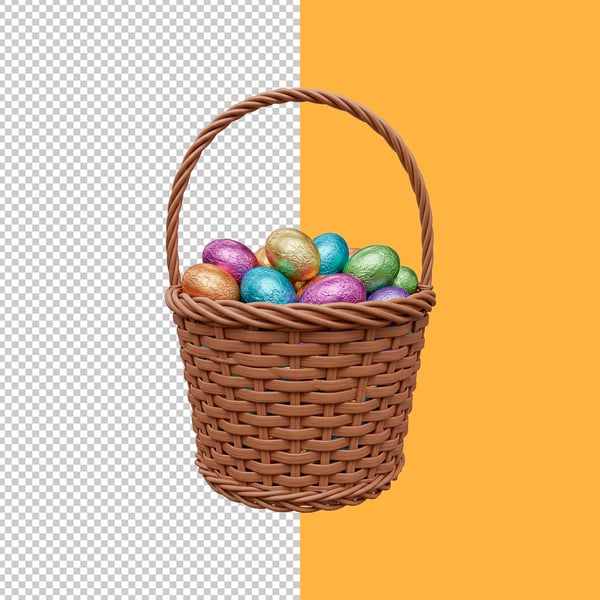 GMC CESTA COM OVOS DE CHOCOLATE PSD EDITÁVEL