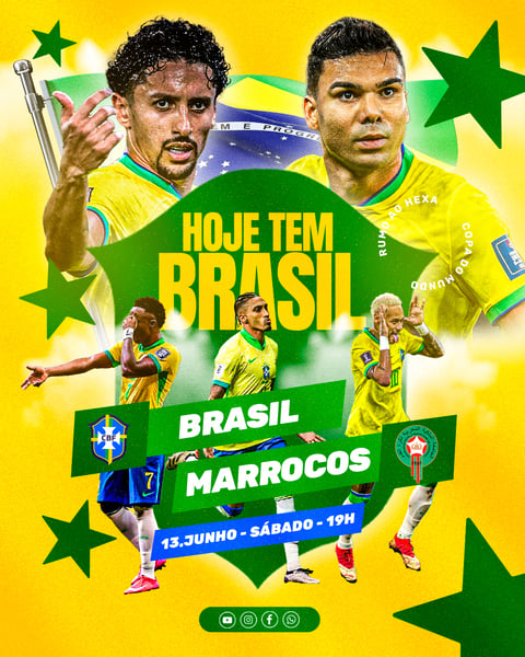 Futebol Hoje Tem Brasil x Marrocos Copa do Mundo PSD Editável