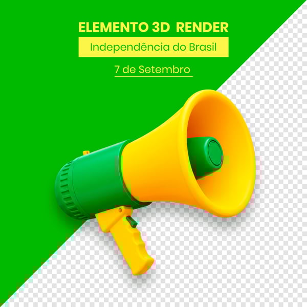 MEGAFONE ELEMENTO INDEPENDÊNCIA DO BRASIL 7 DE SETEMBRO 3D COMPOSIÇÃO