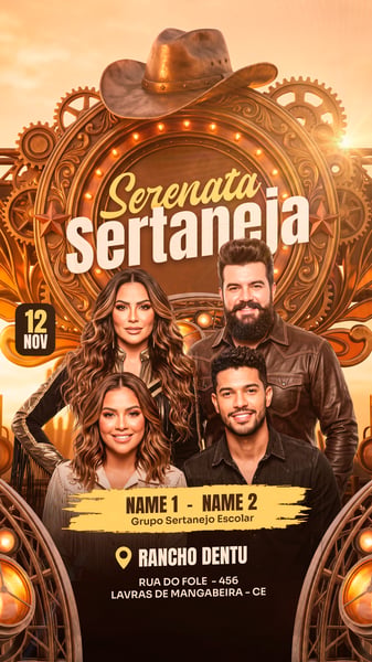 FLYER SERTANEJO RÚSTICO VERSÃO PARA STORIES PSD