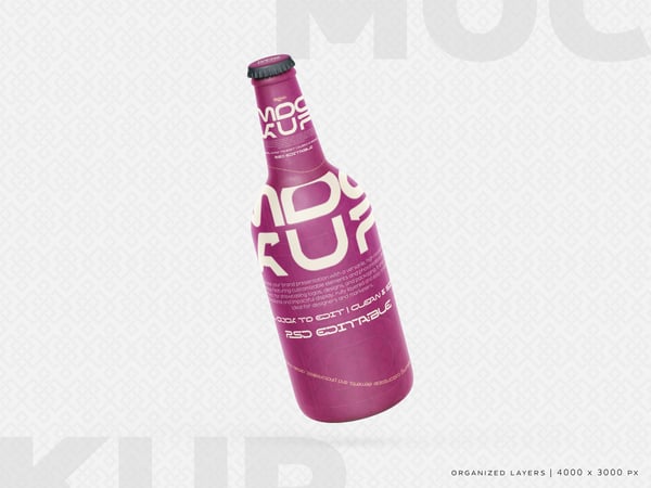 MODELO EDITÁVEL PSD DE GARRAFA DE CERVEJA FOSCA ÂNGULO 1 MOCKUP