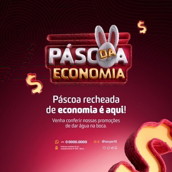 XSC SELO 3D PASCOA DA ECONOMIA SOCIAL MEDIA POST PSD TEMPLATE 2