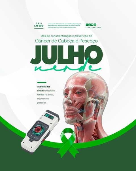 JULHO VERDE CAMPANHA DE SAÚDE COMBATE E CONSCIENTIZAÇÃO AO CÂNCER DE CABEÇA E PESCOÇO LAÇO VERDE FEED