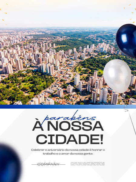 ANIVERSÁRIO DA CIDADE VISTA AÉREA SOCIAL MEDIA FLYER PSD EDITÁVEL