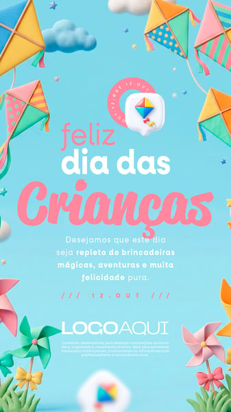 DIA DAS CRIANÇAS CARTAZ PIPA SOCIAL MEDIA FLYER PSD EDITÁVEL STORY