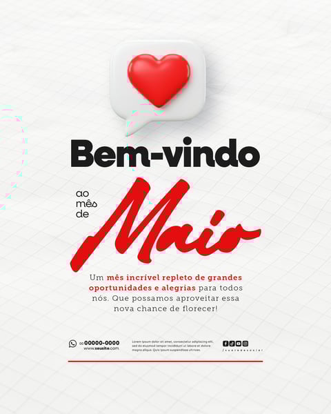 BEM VINDO MAIO SAUDAÇÃO MÊS SOCIAL MEDIA POST EDITÁVEL FEED