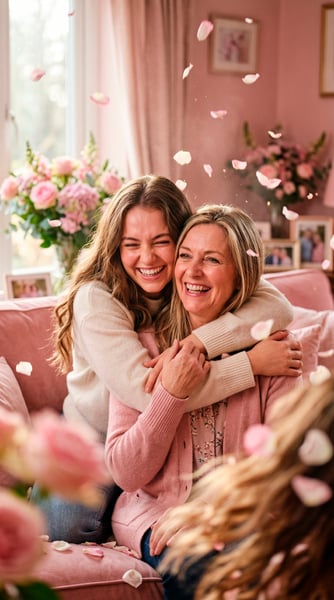 IMAGEM PARA COMPOSIÇÃO MÃE E FILHA FELIZES ABRAÇADAS