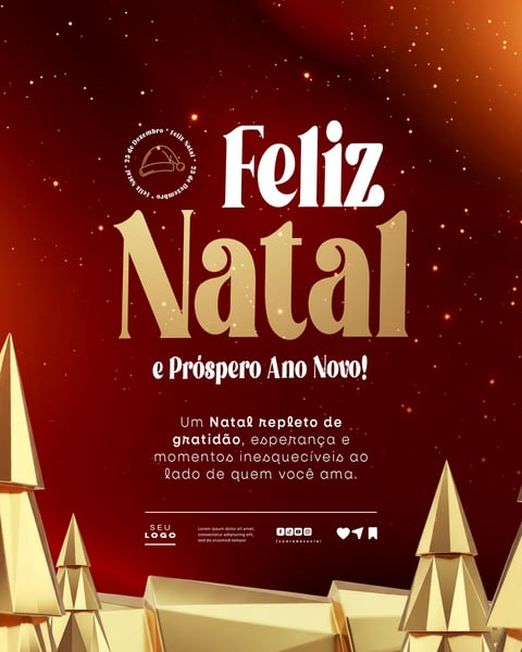 FELIZ NATAL E PRÓSPERO ANO NOVO 25 DE DEZEMBRO SOCIAL MEDIA PSD EDITÁVEL 1