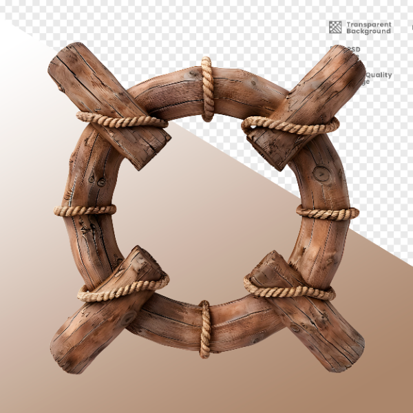 CÍRCULO MADEIRA E CORDA  ELEMENTO 3D PARA COMPOSIÇÃO - WOOD