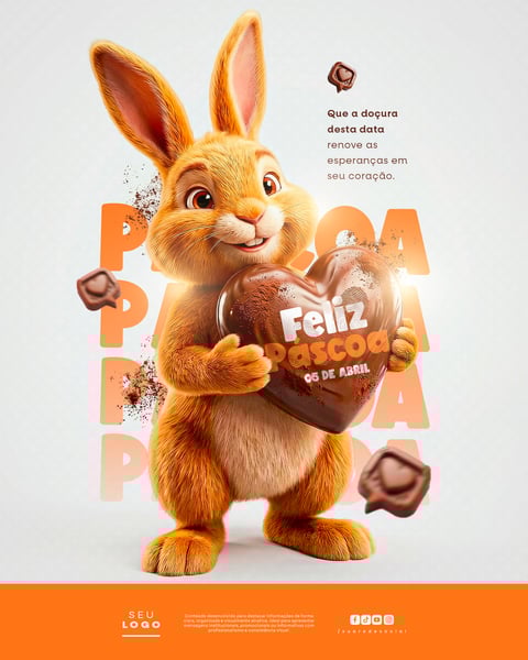 FELIZ PÁSCOA COELHO DA PÁSCOA 05 DE ABRIL SOCIAL MEDIA PSD EDITÁVEL 4