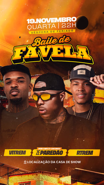 FLYER EVENTO BAILE DE FAVELA STORY PSD EDITÁVEL