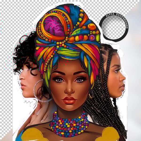 MULHER NEGRA AFRO ELEMENTO PSD PNG