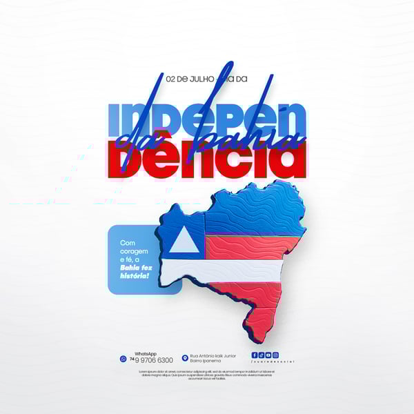 02 DE JULHO - DIA DA INDEPENDÊNCIA DA BAHIA SOCIAL MEDIA PSD EDITÁVEL