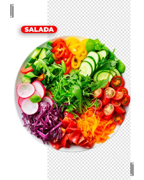 PRATO DE SALADA | SAÚDE | SAUDÁVEL | IMAGEM SEM FUNDO | PSD EDITÁVEL