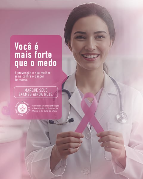 OUTUBRO ROSA CAMPANHA DE CONSCIENTIZAÇÃO PREVENÇÃO DO CÂNCER DE MAMA SOCIAL MEDIA PSD EDITÁVEL