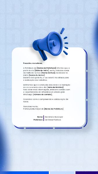 PREFEITURA COMUNICADO AVISO INFORME IMPORTANTE SOCIAL MEDIA FLYER PSD EDITÁVEL