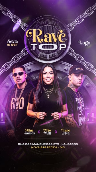 FLYER RAVE TOP PARA STORIES VERTICAIS PSD