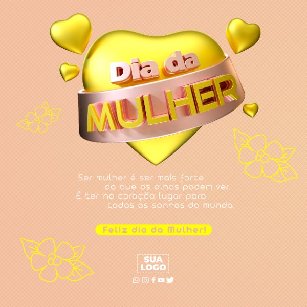 DIA DA MULHER 8 DE MARÇO SOCIAL MEDIA EDITÁVEL