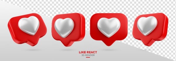 REAÇÃO DE CORAÇÃO CURTIDA DE REDE SOCIAL ELEMENTO 3D PARA DIA DAS MÃES