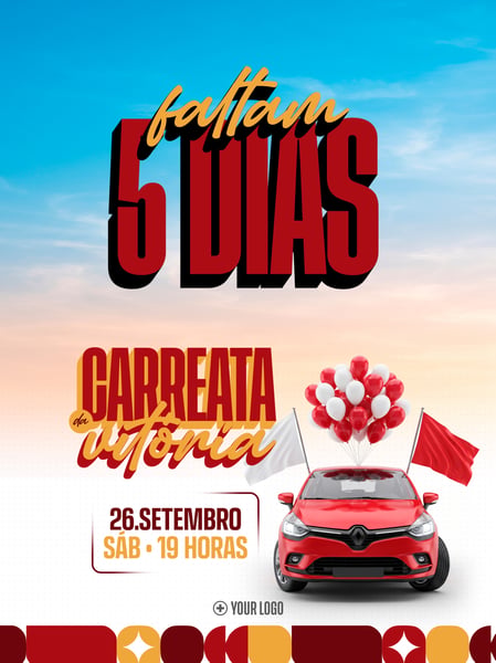 CARREATA DA VITÓRIA FALTAM 5 DIAS SOCIAL MEDIA FLYER PSD EDITÁVEL