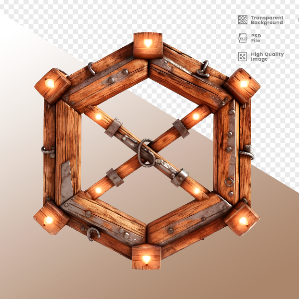 CÍRCULO DE MADEIRA COM LUZ - ELEMENTO 3D PARA COMPOSIÇÃO - WOOD