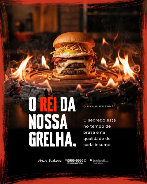 HAMBURGUERIA NA BRASA ARTESANAL GOURMET SOCIAL MEDIA PSD EDITÁVEL 8