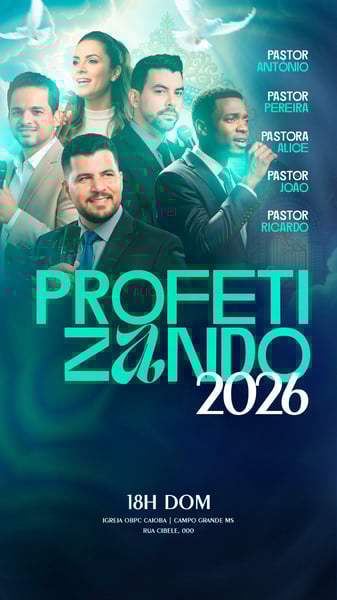 FLYER GOSPEL IGREJA CULTO PROFETIZANDO 2026 PSD STORY
