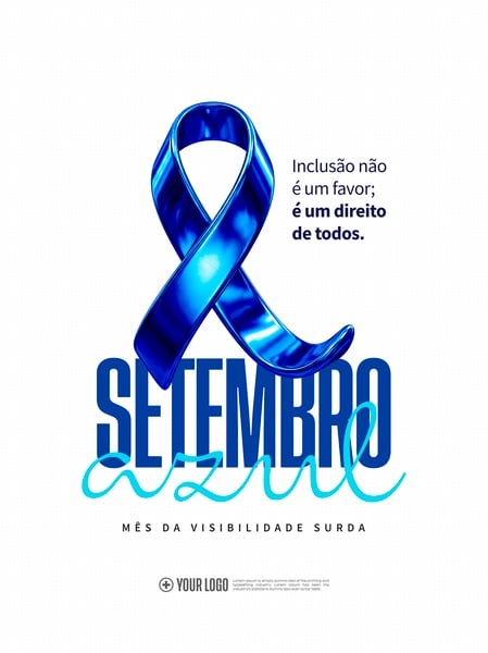 SETEMBRO AZUL SURDOS UM DIREITO DE TODOS SOCIAL MEDIA PSD EDITÁVEL