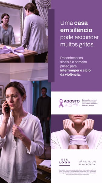 AGOSTO LILÁS CAMPANHA DE CONSCIENTIZAÇÃO E COMBATE PELO FIM DA VIOLÊNCIA CONTRA A MULHER STORY SOCIAL MEDIA PSD EDITÁVEL 2