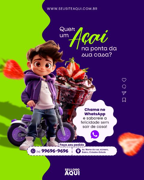 AÇAÍTERIA E SORVETERIA - SOCIAL MEDIA - PSD EDITÁVEL