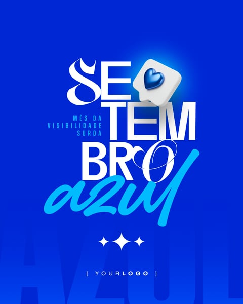 SETEMBRO AZUL MÊS DA VISIBILIDADE SURDA FUNDO AZUL MODERNO SOCIAL MEDIA PSD EDITÁVEL